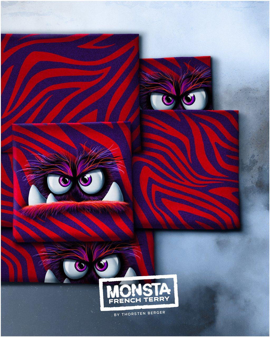 Vororder - French Terry - Monsta by Thorsten Berger - Kombistoff Rot