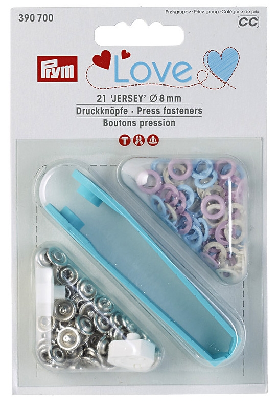 PL Druckknopf Jersey Color MS 8 mm rosa/hellblau/perle