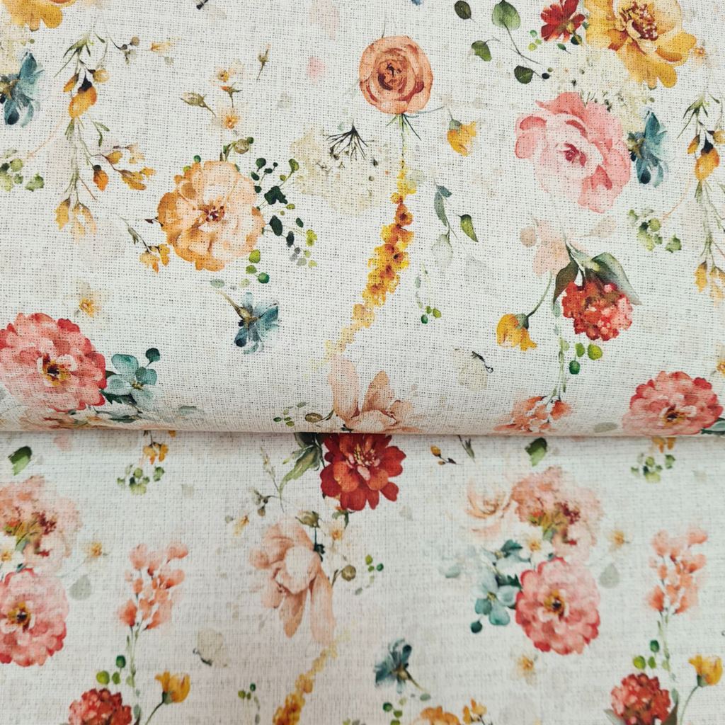 French Terry - Sommersweat Stoff - Digitaldruck - Vintage Rosenmuster