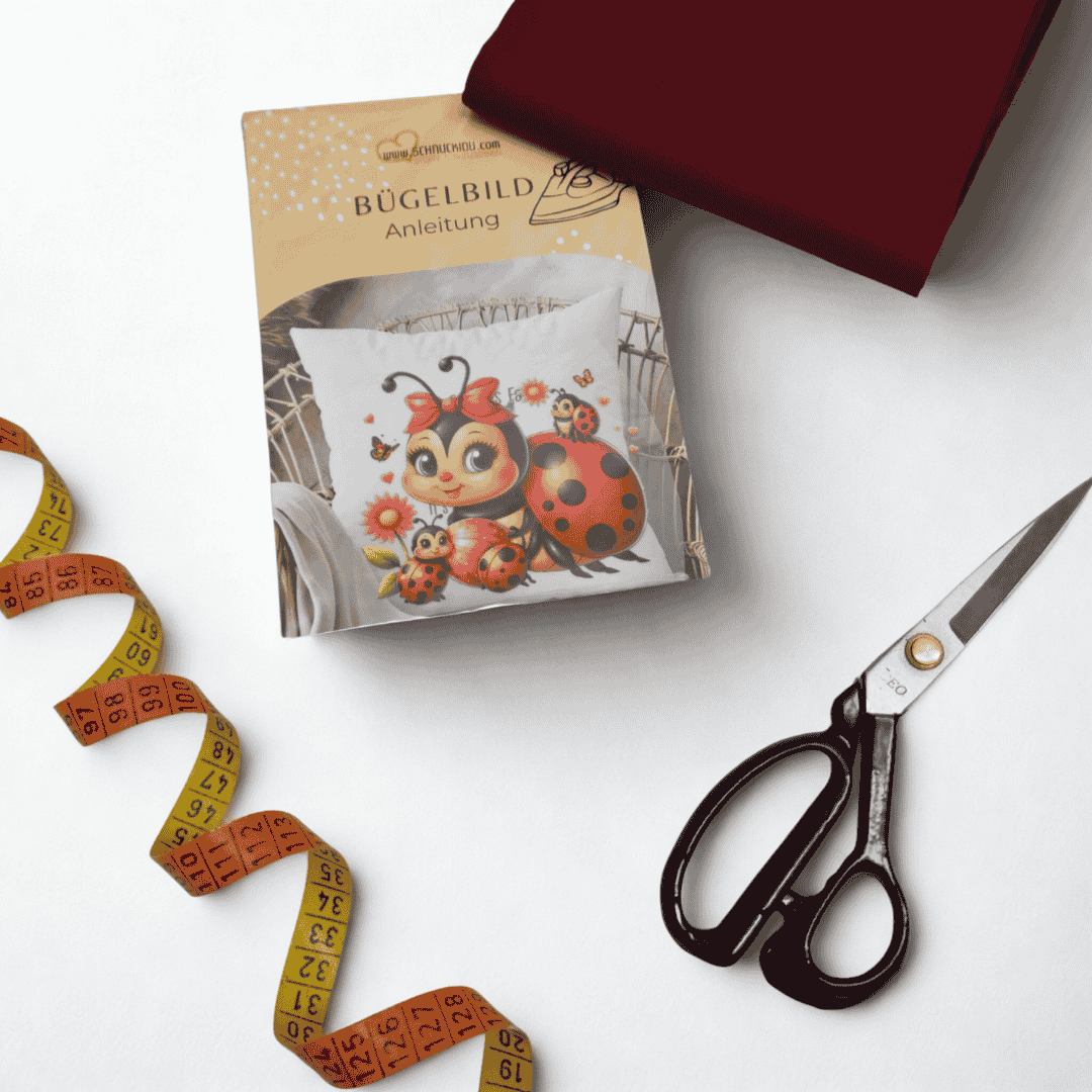 Nähpaket mit Bügelbild - Marienkäfer