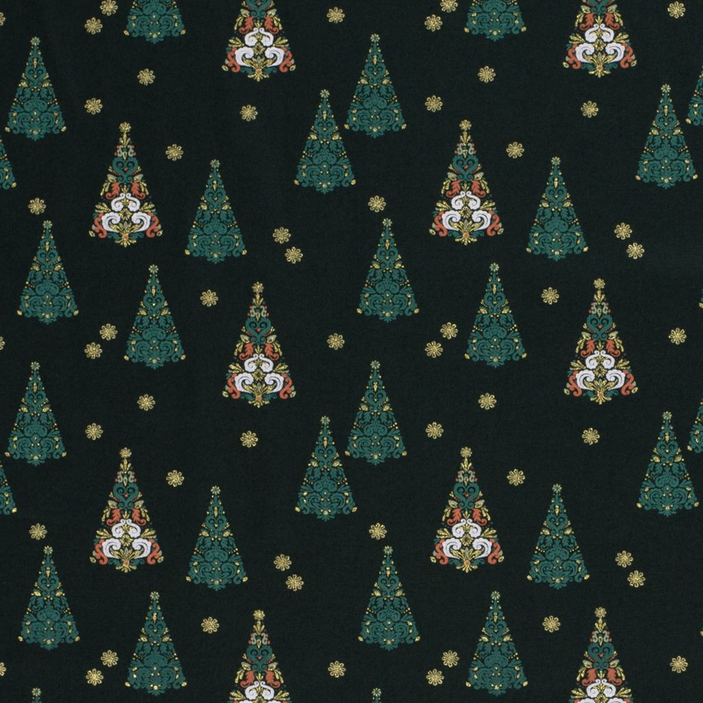 Webware - Baumwolle - Weihnachten - Tannenbäume auf Dunkelgrün