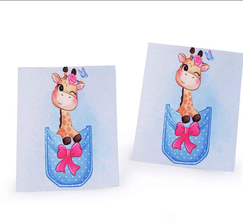 Aufbügler - Patch - Patches - Label - Bügelbild - 1 Stück - Giraffe und Schmetterling
