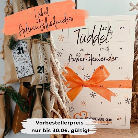 Label-Adventskalender 2025 von Schnuckidu® – 48 Handmade Nählabels aus veganem Kunstleder - Vororder