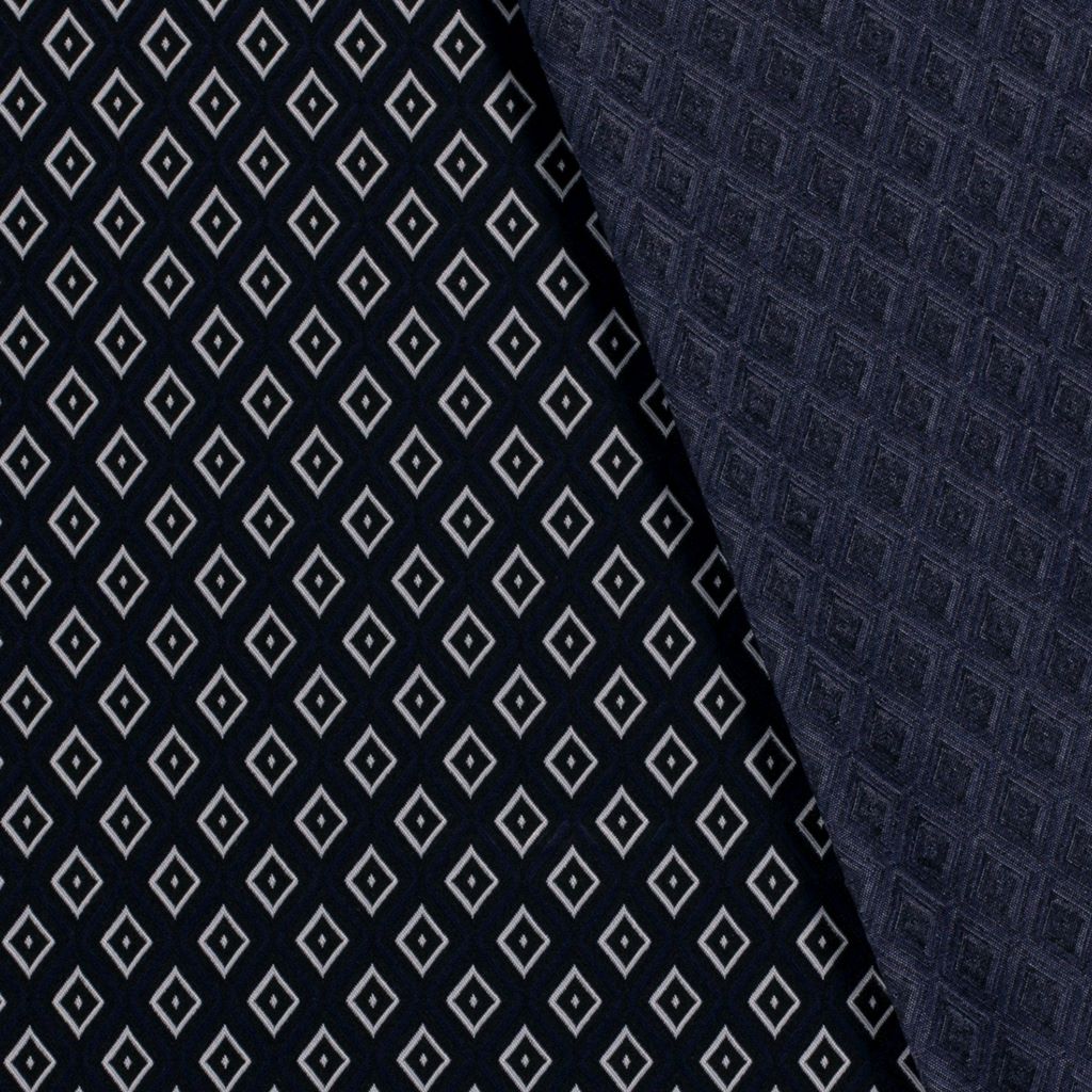 Jacquard - Jacquard Stoff - Rautenmuster auf Blau