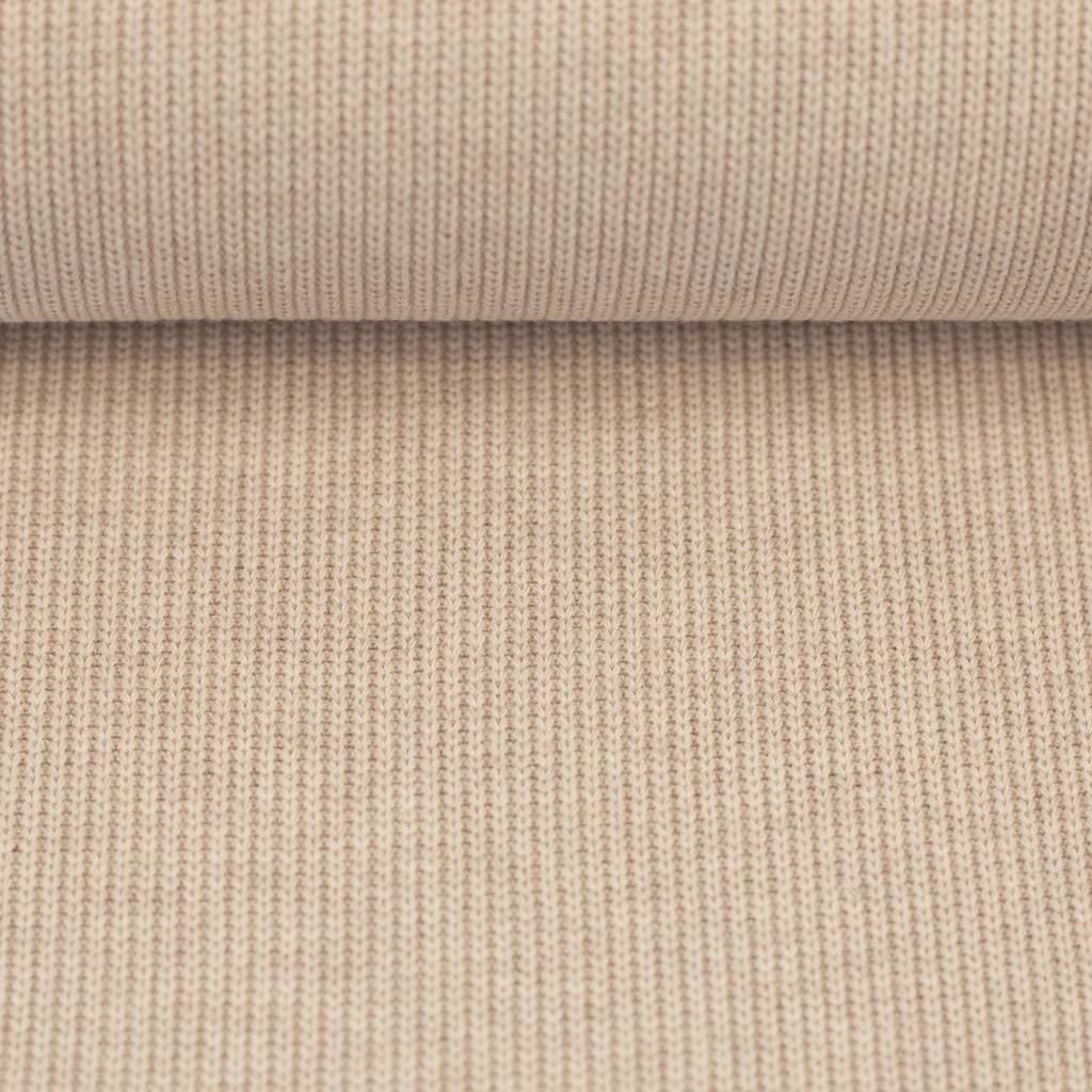 Swafing Baumwollstrick Jin in Creme Melange, feiner Strickstoff, 97% Baumwolle 3% Elasthan, 320g/m², Vorbestellung September/Oktober 2026