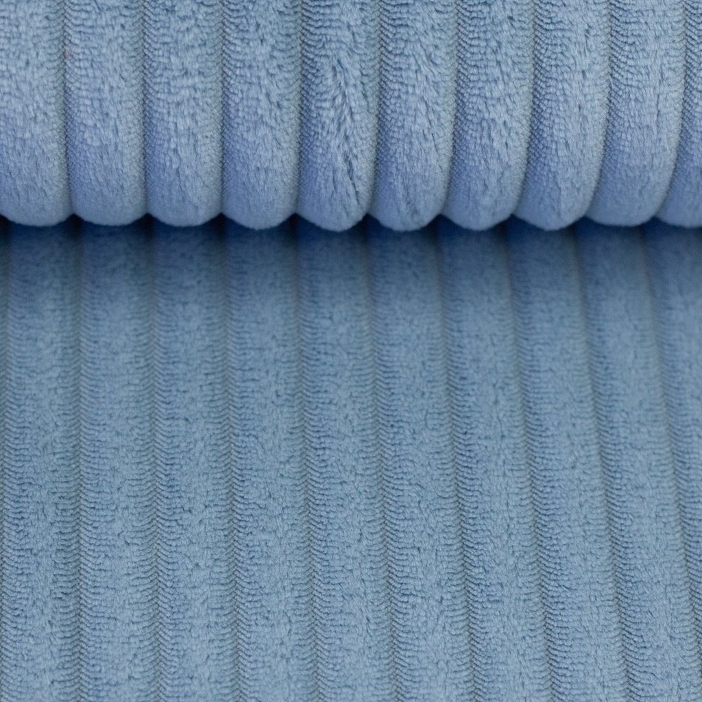 Robuster, grob gerippter Cordstoff Montevideo in Blau mit markanter Rippenstruktur für Möbelbezüge, Kissen und Heimtextilien