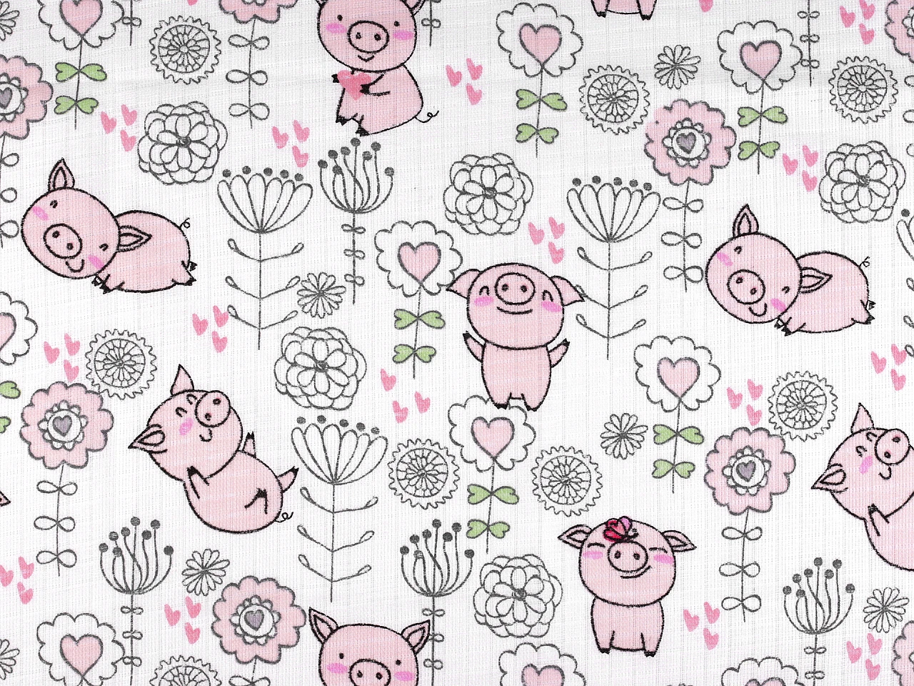 Stoffabschnitt - Musselin - Windelstoff - 100cm x 80cm - Schweinchen