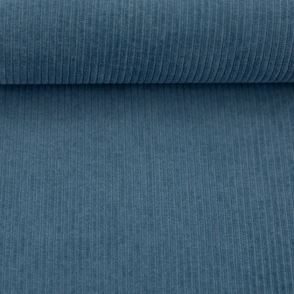 Hochwertiger Swafing Cordjersey Juna in Jeansblau, elastischer Feincord-Strickstoff für Pullover, Hosen, Kleider und Kinderbekleidung