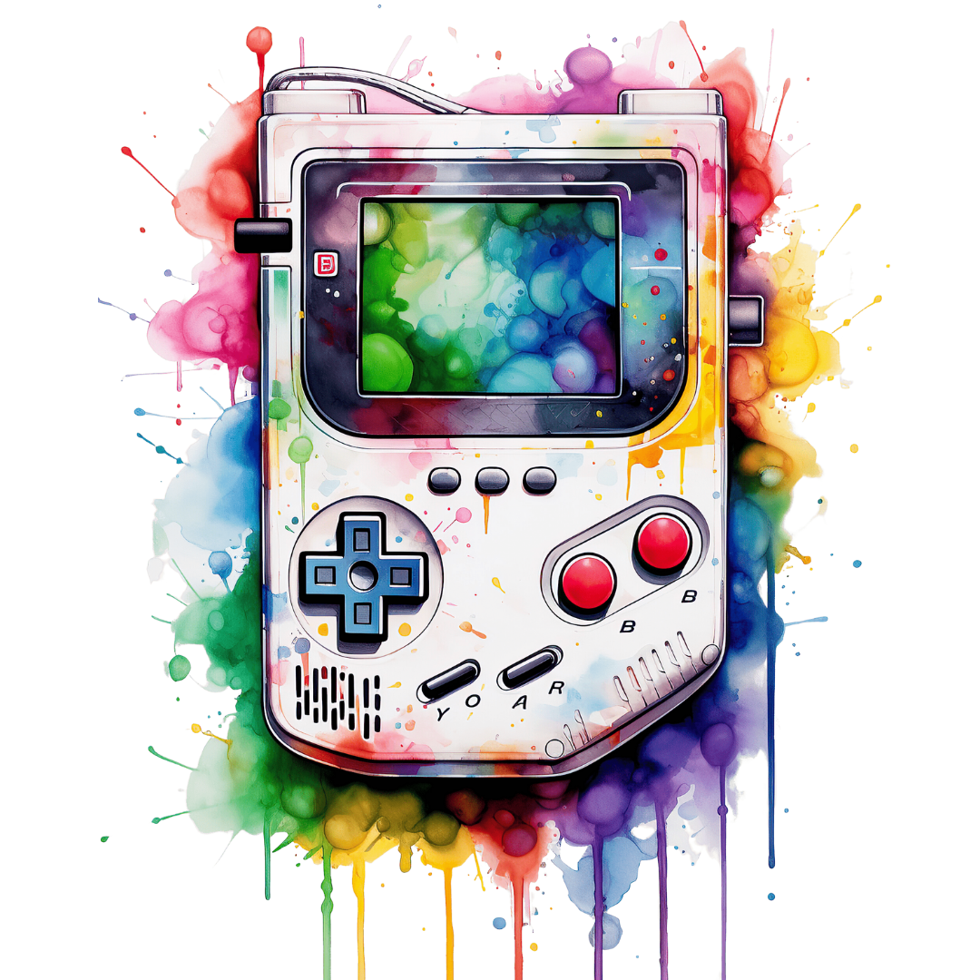 Bügelbild - Plott - Mini Aquarell Gameboy 6,5cm x 9,5cm