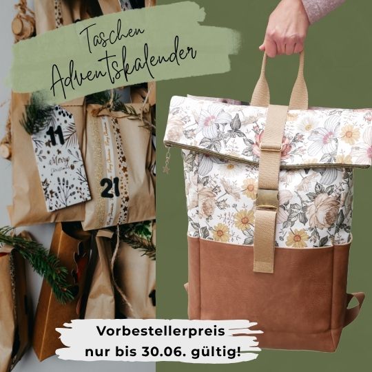 Taschen-Adventskalender 2025 von Schnuckidu® – DIY-Nähpaket mit Stoff, Zubehör & 24 kreativen Überraschungen - Vororder