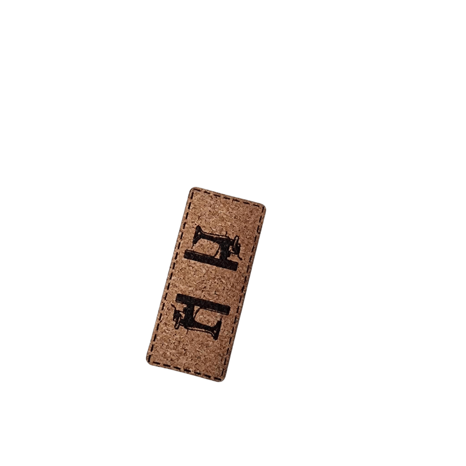 Label - Kork - Braun - 4,5cm x 2cm - Nähmaschine