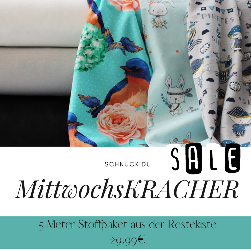 MittwochsKRACHER: 5 Meter Stoffpaket aus der Restekiste für nur 29,99€! MittwochsKRACHER: 5 Meter Stoffpaket aus der Restekiste für nur 29,99€!
