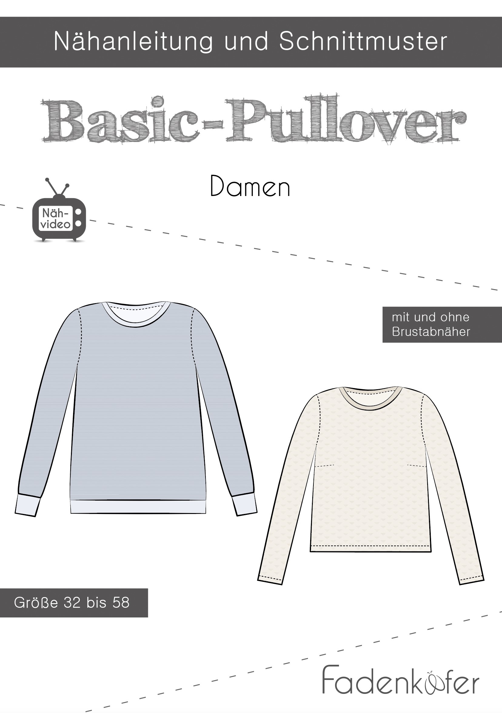 Papierschnittmuster Fadenkäfer - Basic Pullover Damen