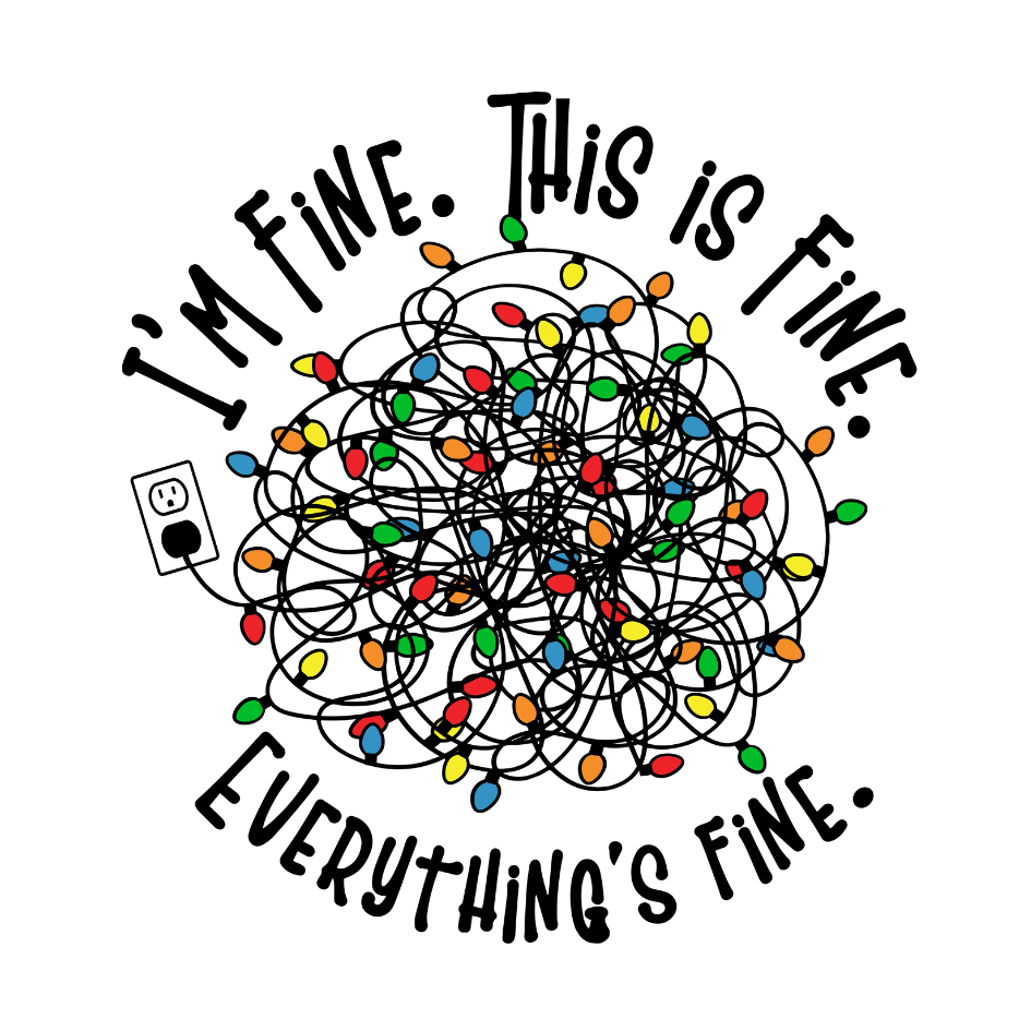 Bügelbild - Plott - I'm fine Lichterkette - 14,1cm x 14,1cm