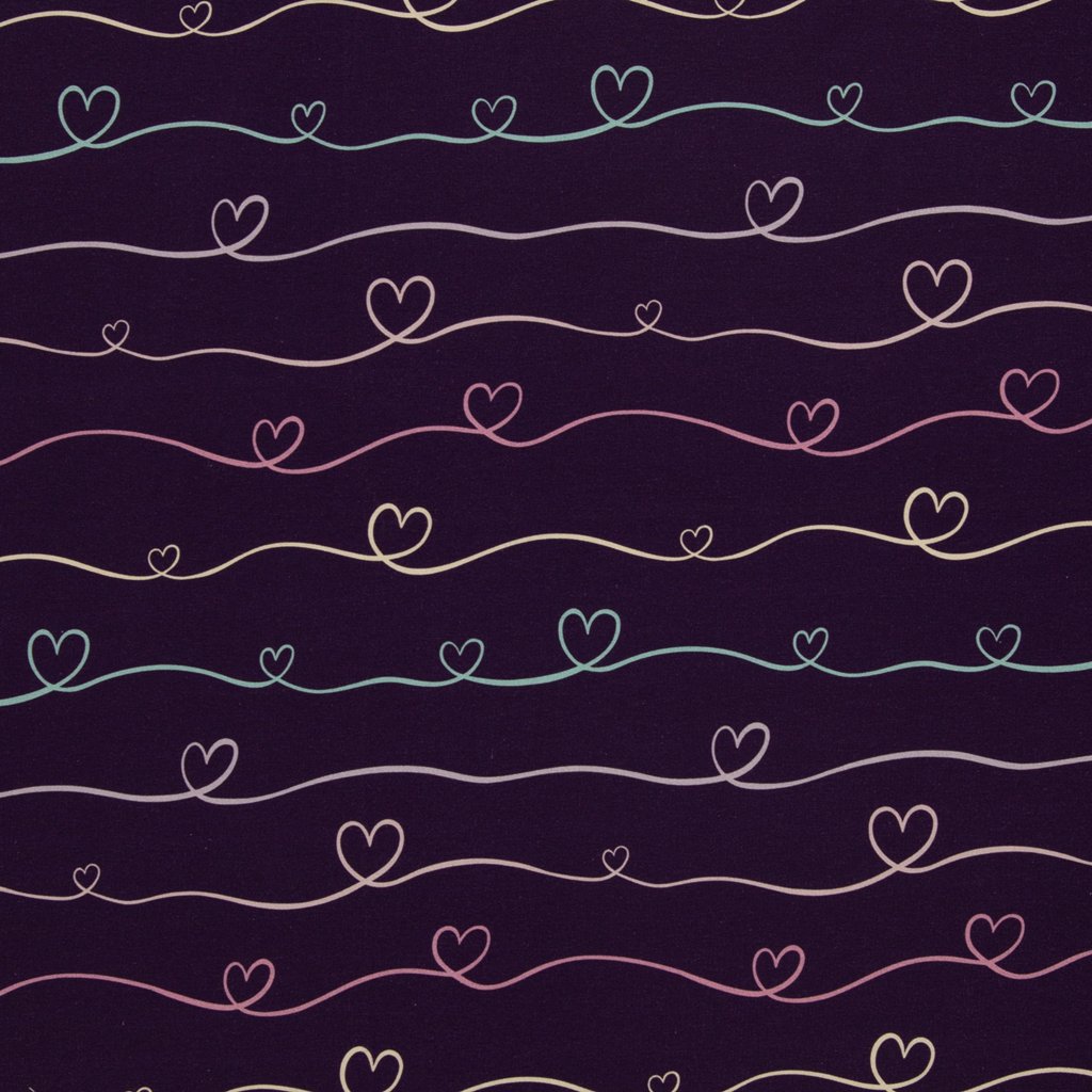 Motivjersey – Digitaldruck – Swafing - Scribble Hearts by Mrs Mint Design - Lila