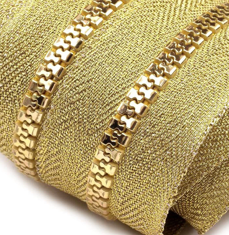 Endlosreißverschluss ohne Schieber - Meterware - 5mm - Metallic - Gold 