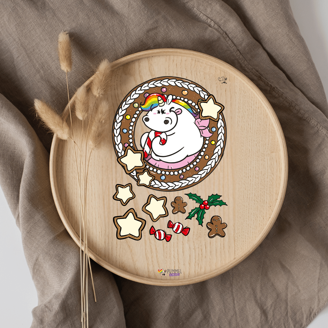 Bügelbild - Pummeleinhorn - Pummelfee XMAS - ca. 12,3x17,5cm