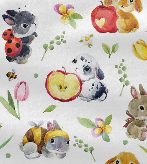 Sofortkauf - Eigendesign  - Sweet Bunnies - Musselin - 75cm