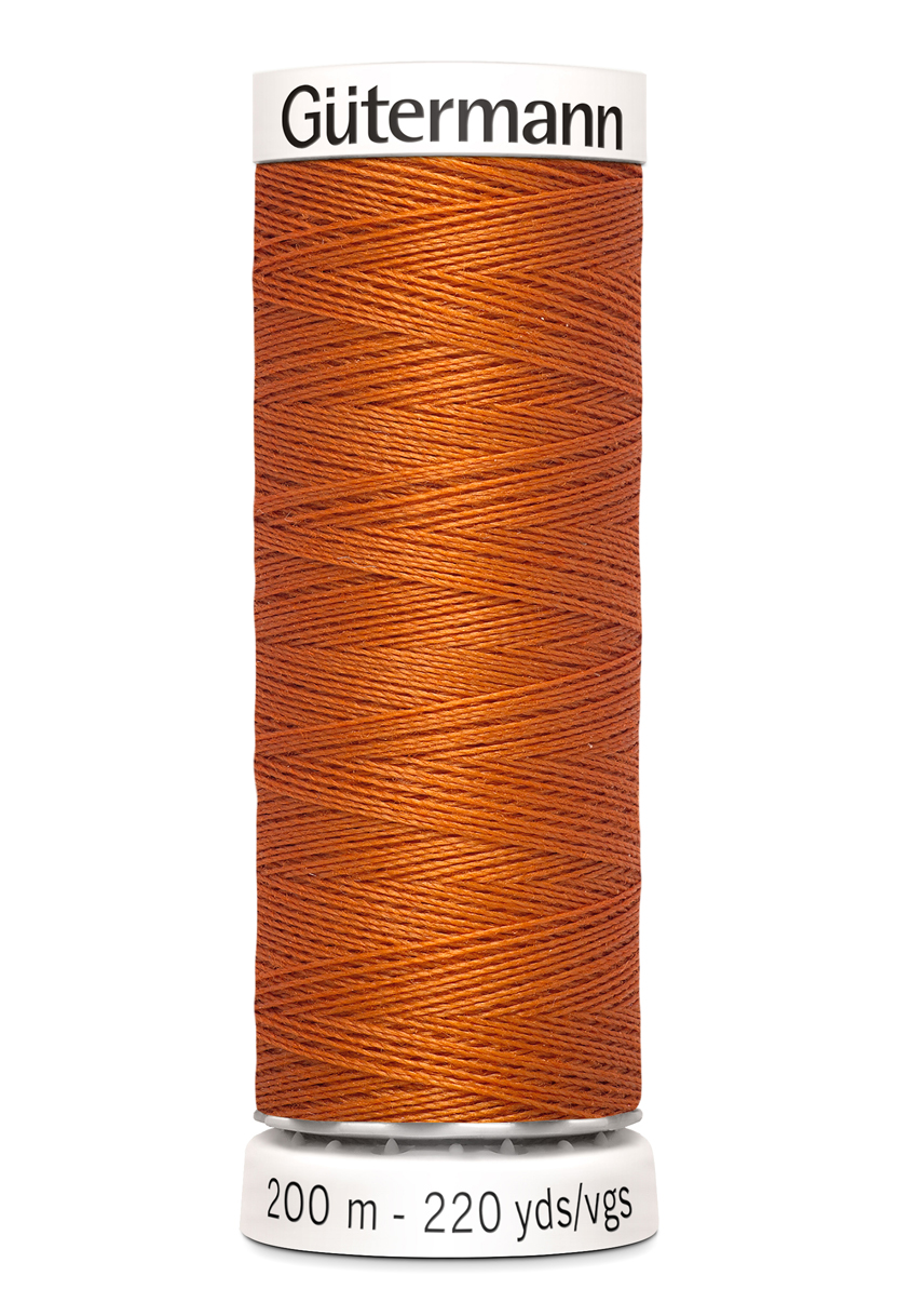 Gütermann Allesnäher 200 Meter in Dunkelorange (982) – Hochwertiges Premium-Nähgarn aus 100% Polyester für alle Stoffe. Kräftiges dunkelorangenes Nähgarn, reißfest und farbecht.