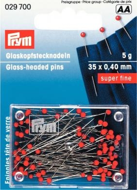 Prym - Glaskopfnadeln - Superfein - 0.40 x 35 mm rot