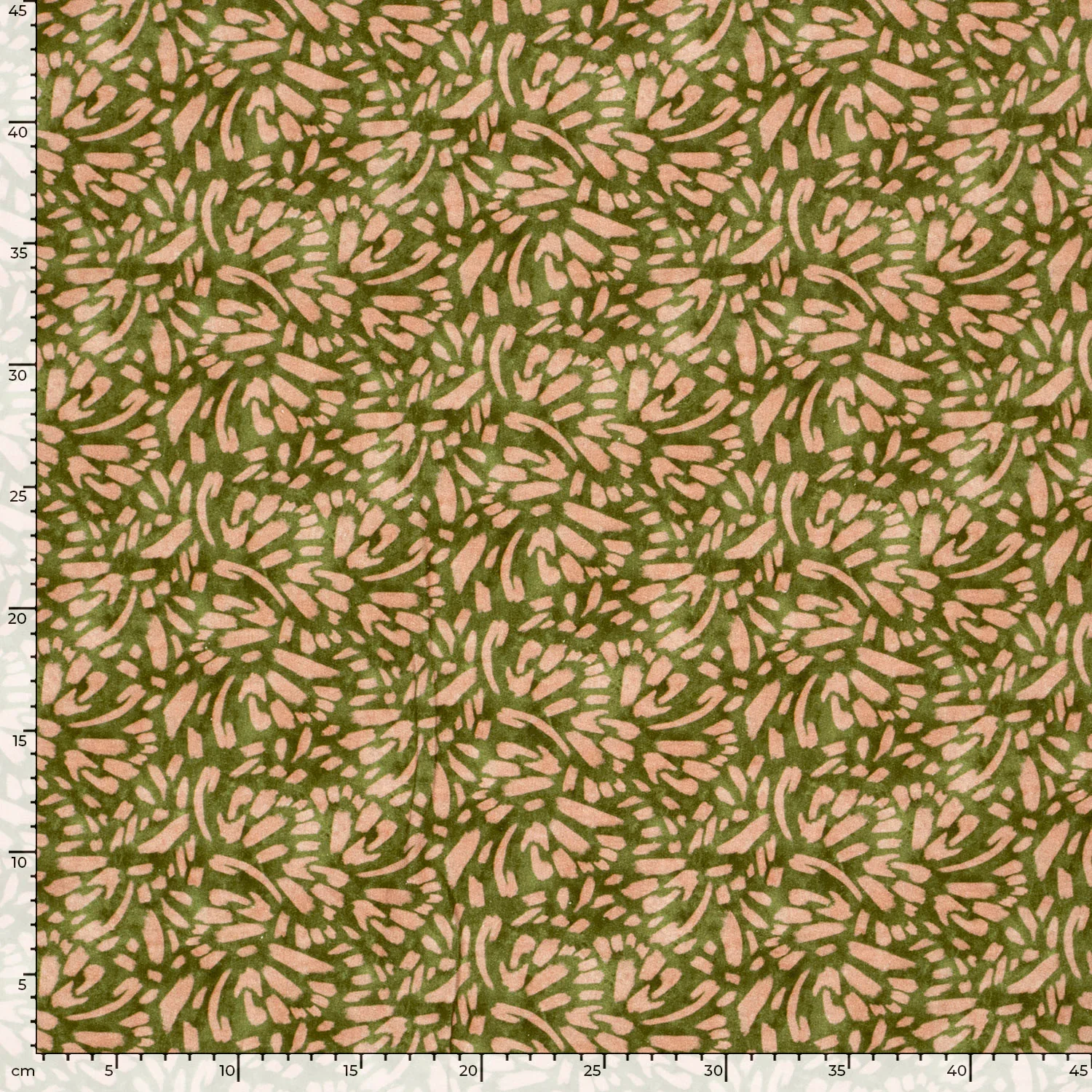 French Terry Sommersweat mit abstraktem Muster auf Khaki – 92% Baumwolle, 8% Elasthan, 250g/m², elastischer Stoff für Hoodies und Freizeitmode