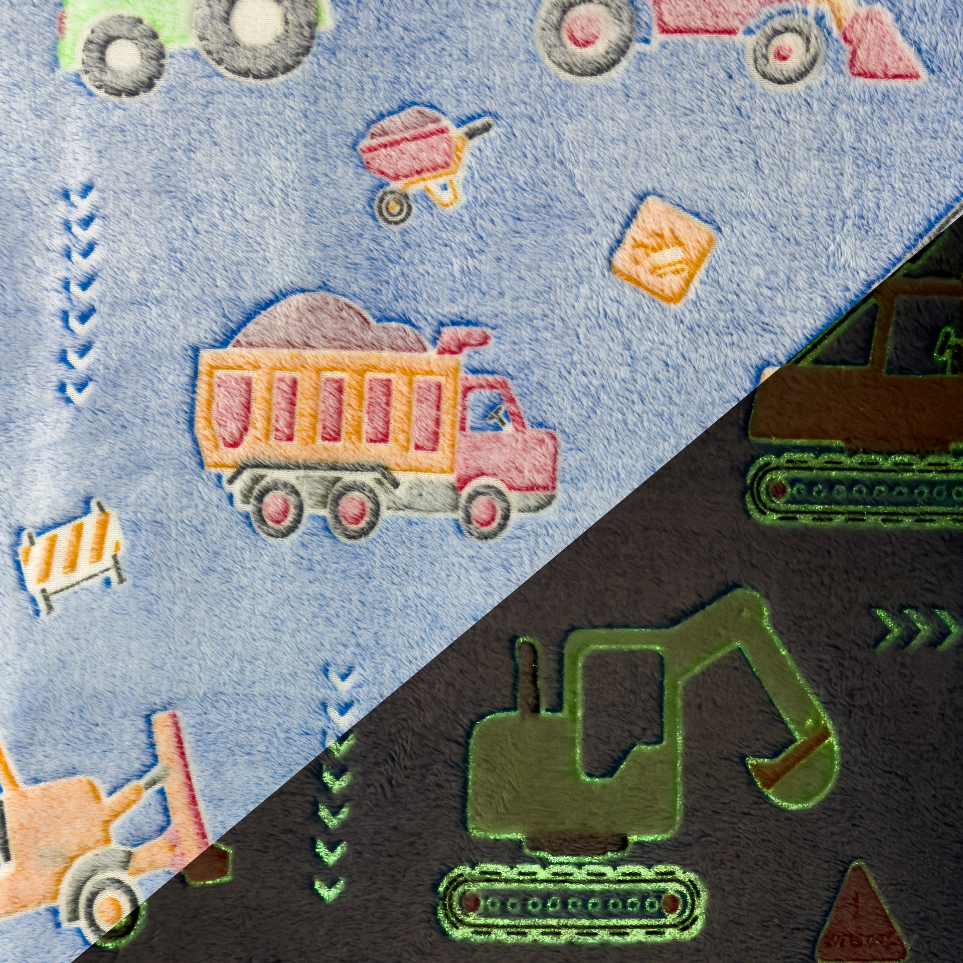 Wellness Fleece - Glow in the Dark - Baufahrzeuge