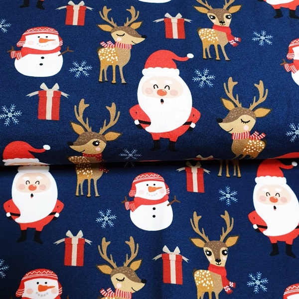 Jersey Christmas Reindeer by Schnuckidu - Weihnachtsmotive mit Rentieren auf Navy - Eigenproduktion