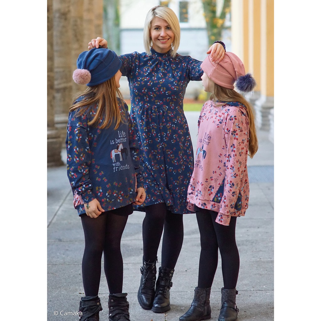 Baumwolljersey  - Swafing - Happy Together by Bienvenido Colorido - Kombistoff - Zweige auf Jeansblau