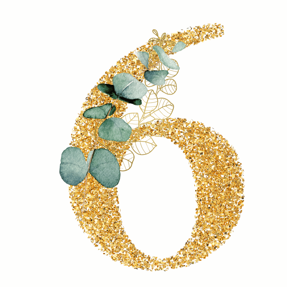 Bügelbild - Plott - Zahlen in Gold - 6 - 8,8x11,1cm