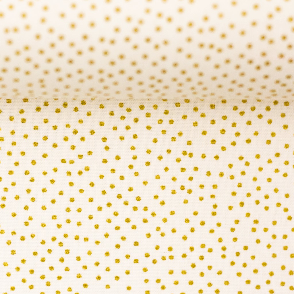 Webware - Baumwoll Stoff - Swafing -Neuss - Glitzerdruck - Punkte in Gold auf Ecru