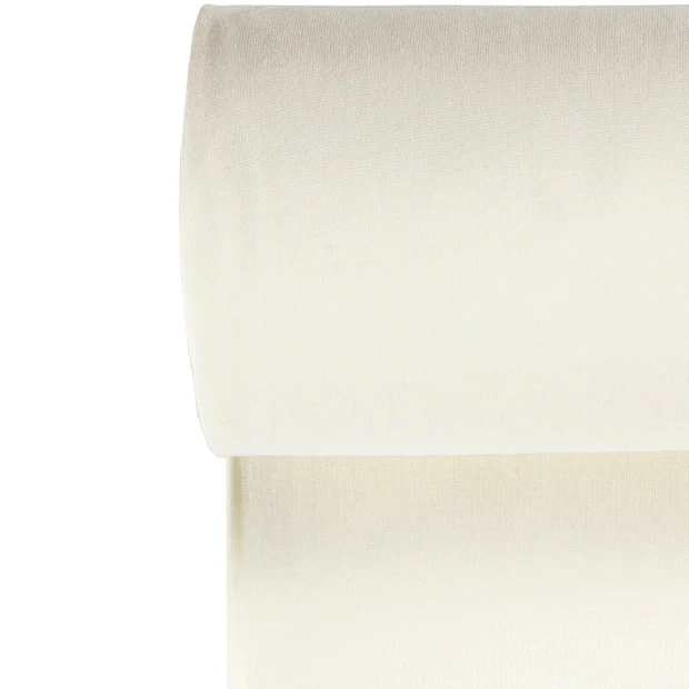 Bündchen Stoff Feinripp Uni in Ecru – warmes Naturweiß, elastisch und weich