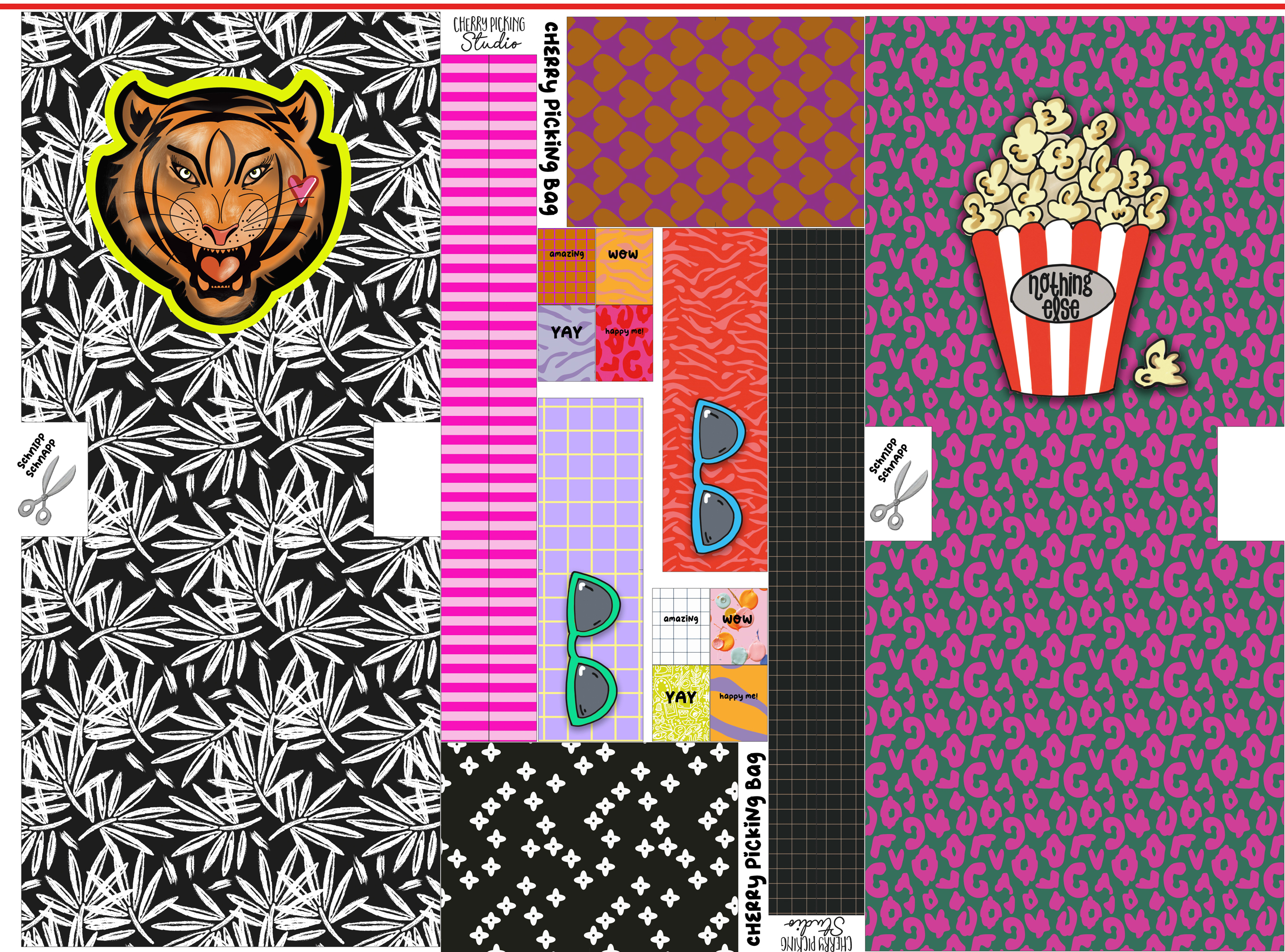 Panel - Cherry Picking Bag - Tiger/Popcorn