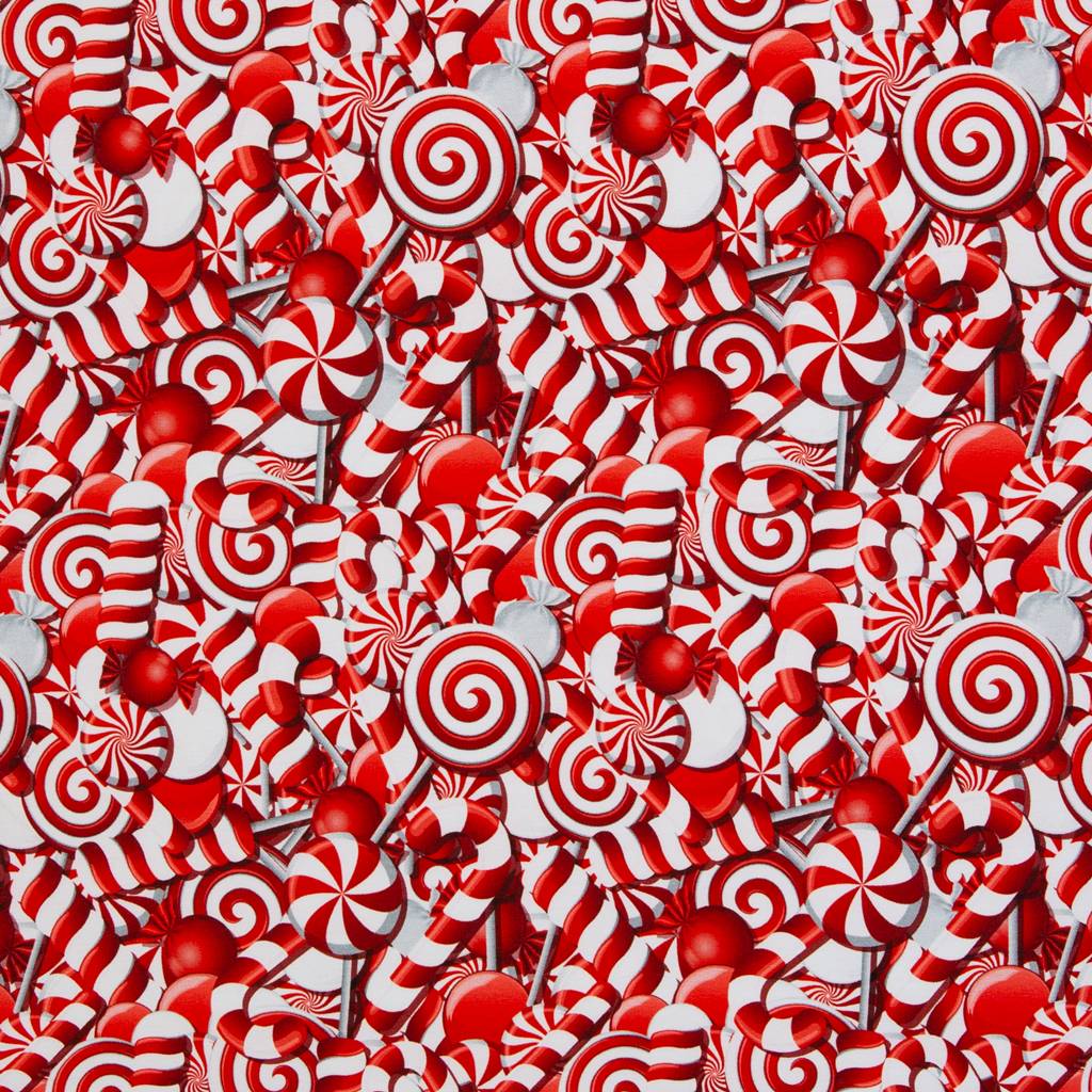 Swafing Sweat Holly angeraut, Muster mit rot-weißen Zuckerstangen und Lollis, 95% Baumwolle 5% Elasthan, Vorbestellung 2026