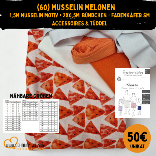Stoffpaket - UNIKAT - Musselin Melonen