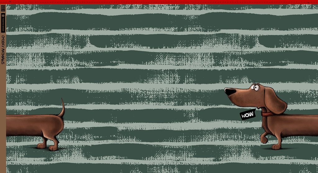VORORDER - French Terry - Swafing - Thorsten Berger - Panel - Cheeky Animals - 80x150cm - Dachshund Berny Smaragd