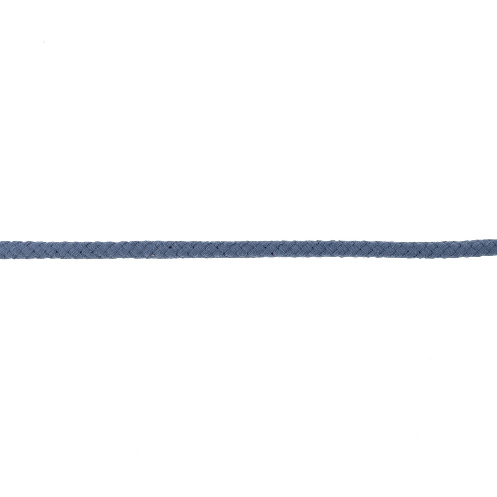 Jeansblaue doppelt gewebte Baumwollkordel, 8mm Durchmesser, hochwertige Meterware für Hoodies, Jeans-Looks und Freizeitkleidung.