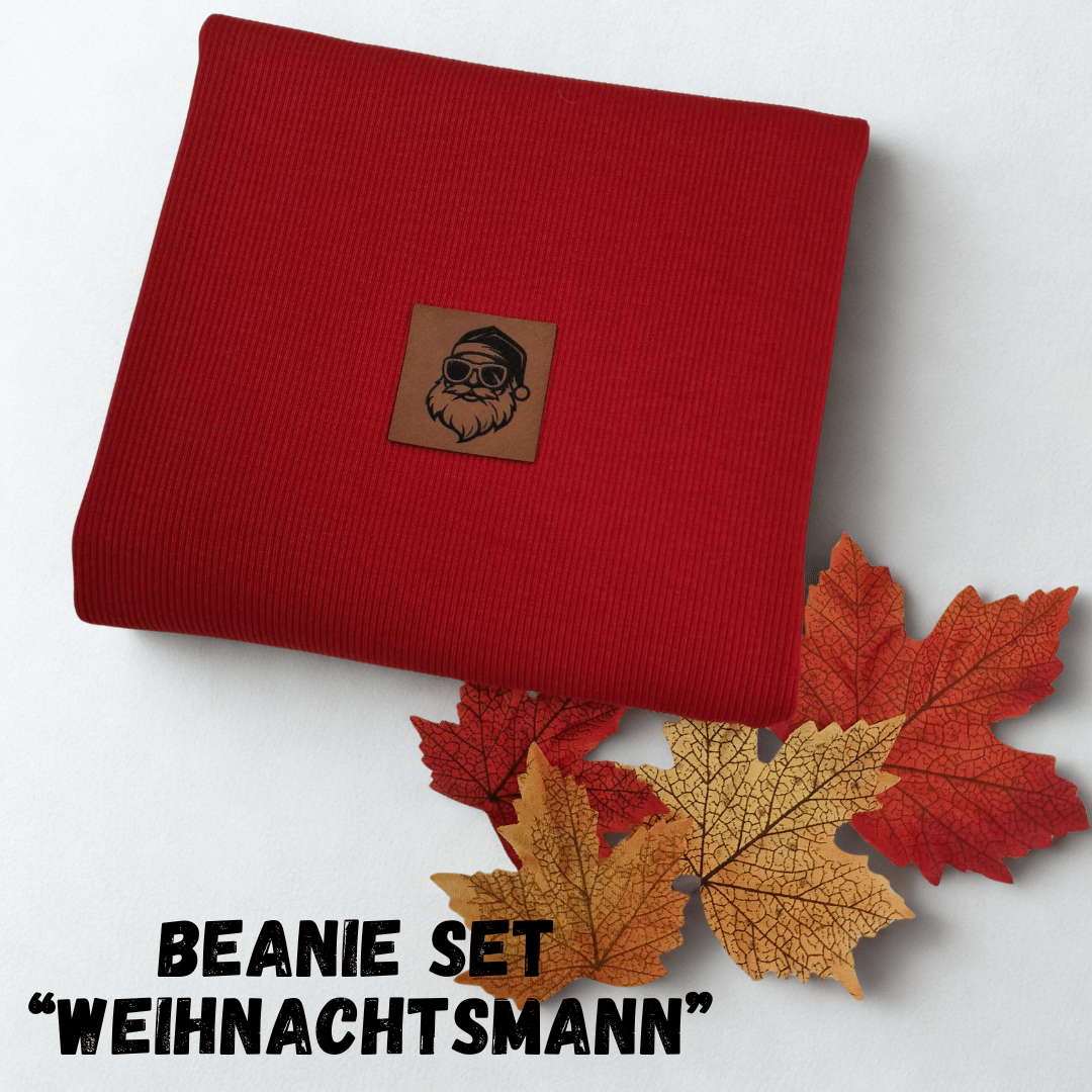 DIY Nähset - Stoffpaket - Hipster Beanie - Weihnachtsmann