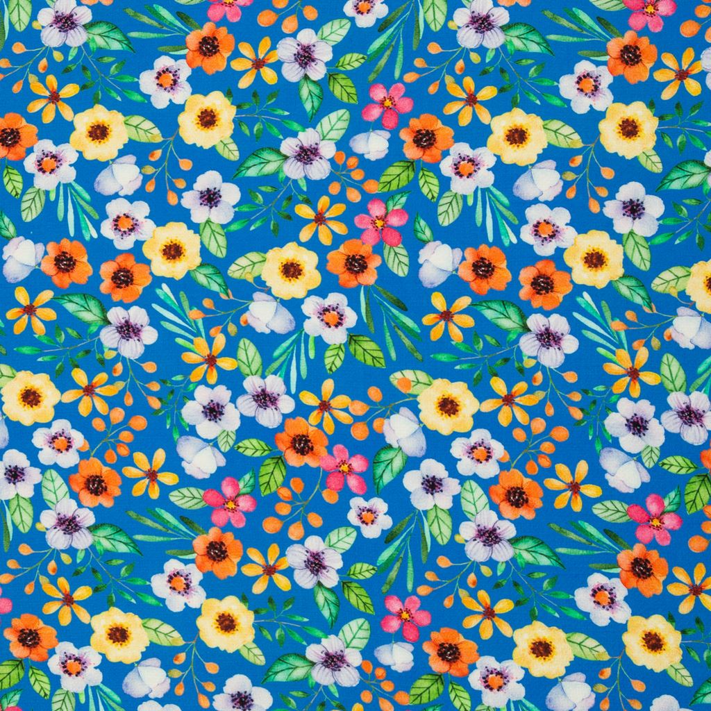 Viskose - Swafing - Nizza - Blumen auf Aqua