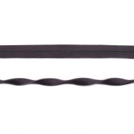 Elastisches Jacquard-Einfassband in glänzendem Dunkelgrau, 20mm Breite, hochwertige Meterware mit feiner Webstruktur für Lingerie, Sportmode und elastische Abschlüsse.