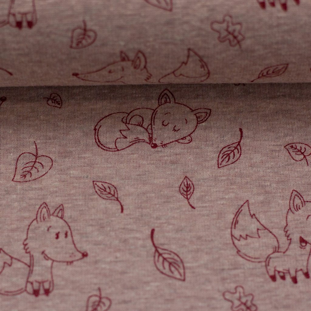 Alpenfleece - Sweat Stoff mit Plüschfell-Abseite - Swafing -  Leah - Füchse auf Altrosa Alpenfleece - Sweat Stoff mit Plüschfell-Abseite - Swafing -  Leah - Füchse auf Altrosa