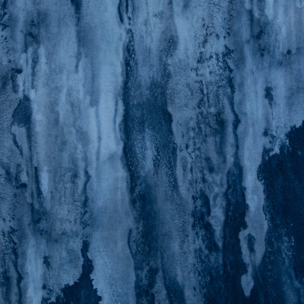 Hochwertiger Sweatstoff als Meterware von Thorsten Berger aus der "On the Rocks" Kollektion, abstraktes Wasserfarben-Design in Jeansblau, Baumwoll-Sweat