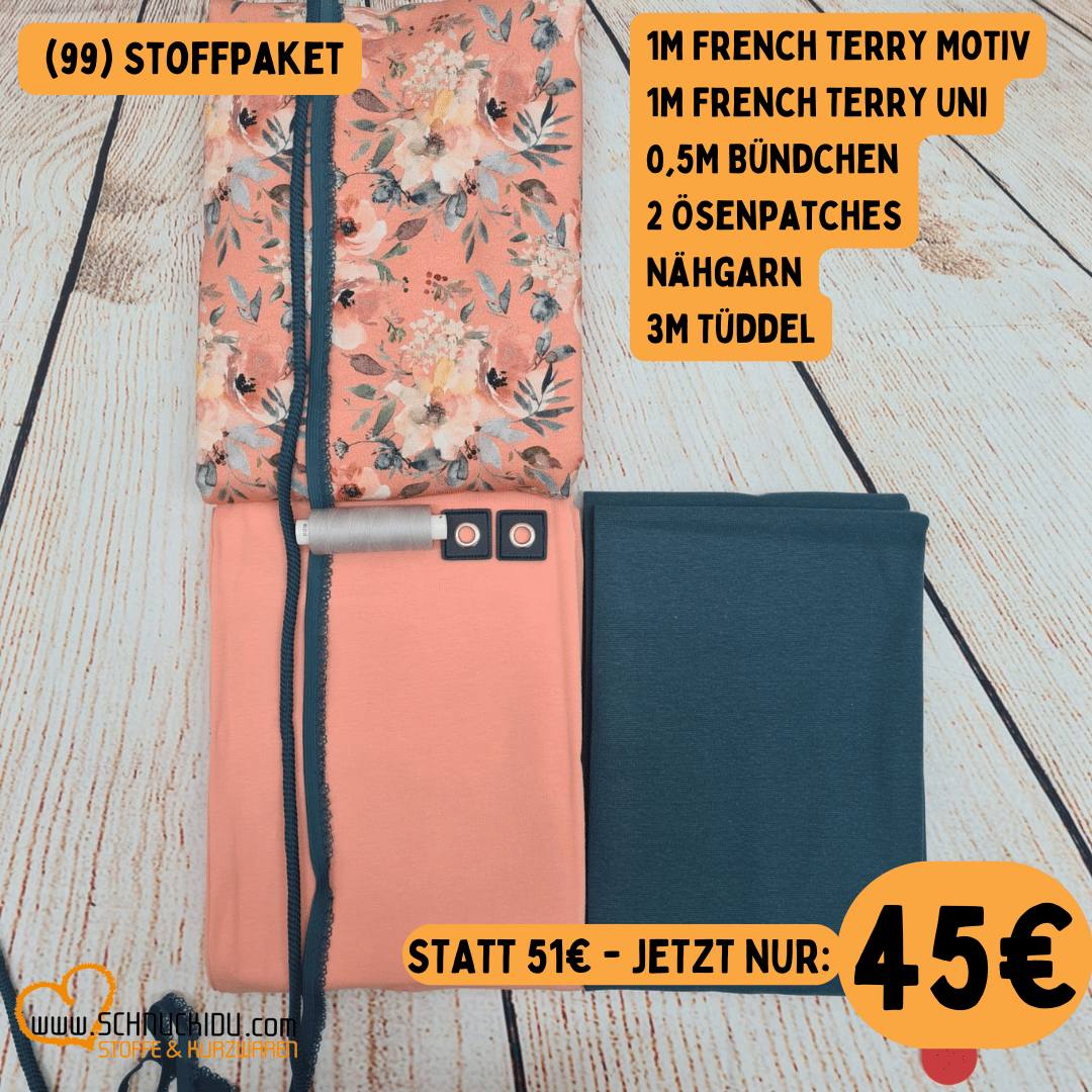 Stoffpaket - Unikat - Apricot Flowers