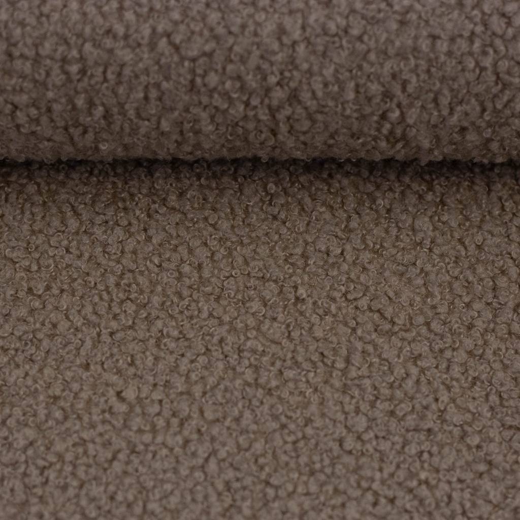 Swafing Teddy-Fleece-Bouclé in Taupe, strukturierter Teddyplüsch, 100% Polyester, 390g/m², warmer Stoff für Jacken und Decken, Vorbestellung Juli/August 2026