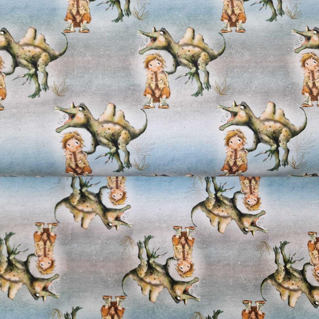 Hochwertiger Motivjersey aus der Serie "Ludos Lieblinge" mit niedlichem Drachen-Digitaldruck, 95% Baumwolle, 5% Elasthan, Öko-Tex Standard 100