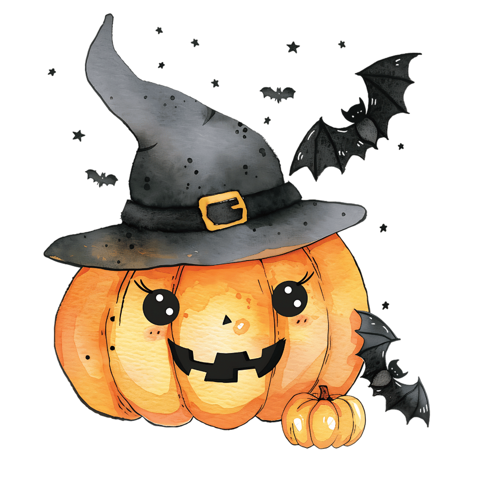 Bügelbild - Plott - Halloween - Kürbis und Fledermaus - 13cm x 14cm