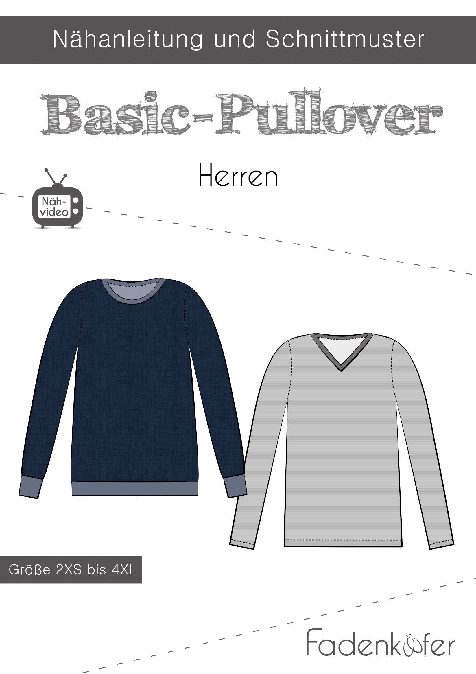 Papierschnittmuster Fadenkäfer - Basic Pullover Herren