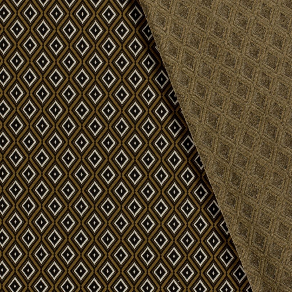 Jacquard - Jacquard Stoff - Rautenmuster auf Mocca