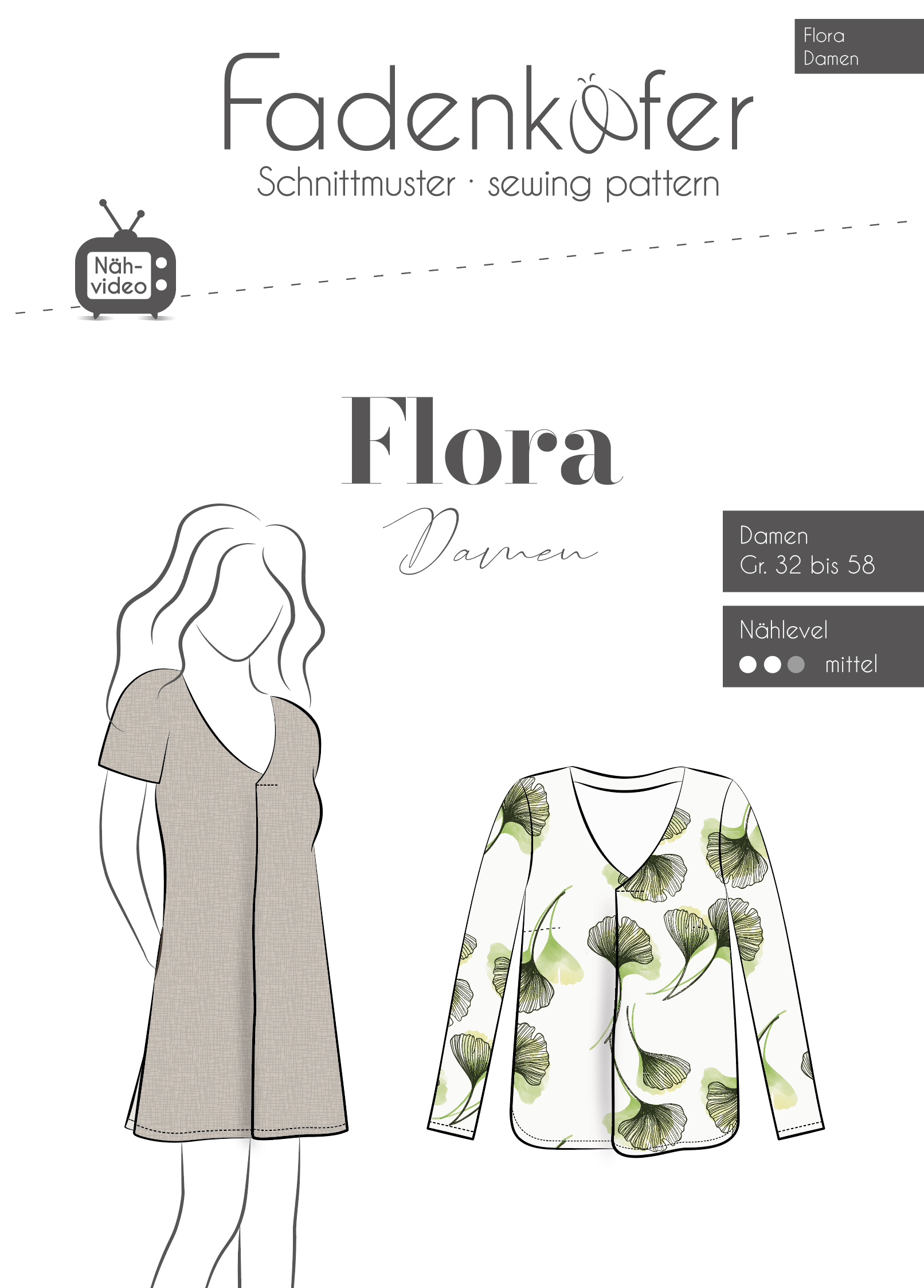 Papierschnittmuster Fadenkäfer - Flora für Damen - 32-58