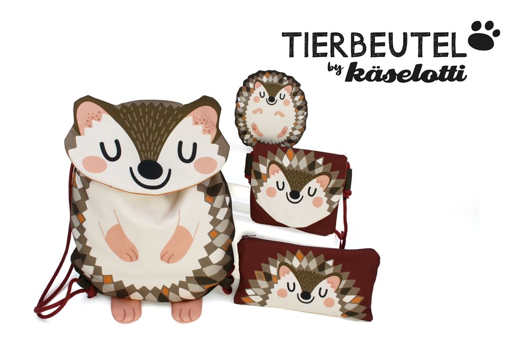 Canvas - Taschen Panel - Tierbeutel by käselotti - 80cm x 150cm - Igel