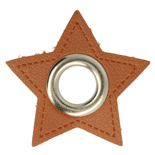 Kunstleder Ösen - Ösen Patches - Braun - Stern - 11mm - Silber